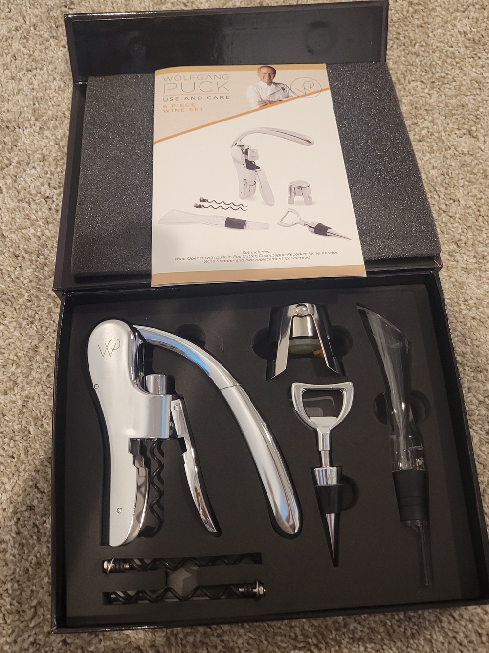 Wolfgang Puck 6 Piece Chrome Wine Opener Set